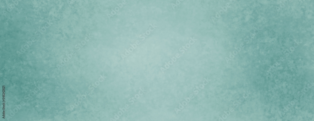 blue green background, antique old paper with grunge texture, vintage textured pastel illustration or wall design with white center and blue green borders