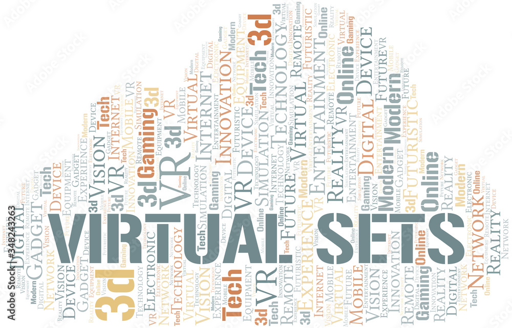 Obraz premium Virtual Sets word cloud collage made with text only.