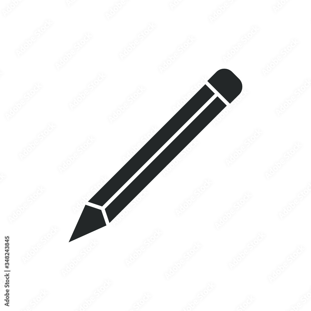 Simple icon of a pencil with fill color style design Simple icon of a pencil with fill color style design