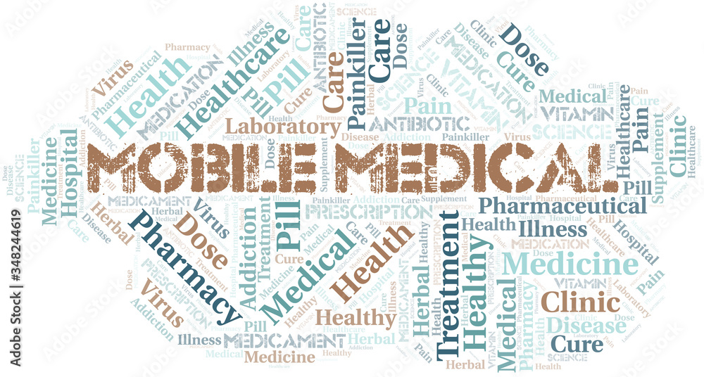 Obraz premium Mobile Medical word cloud collage made with text only.