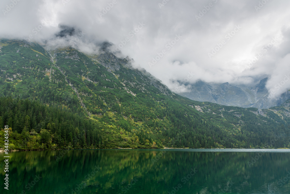 Lake in mountains. Morskie Oko (Sea Eye) Lake is the most popular place in High Tatra Mountains, Poland.