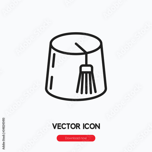 fez icon vector. Linear style sign for mobile concept and web design. fez symbol illustration. Pixel vector graphics - Vector.	