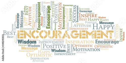 Encouragement word cloud collage made with text only.