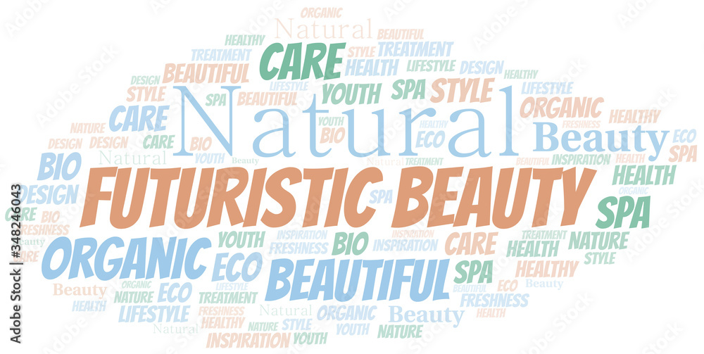 Fototapeta premium Futuristic Beauty word cloud collage made with text only.
