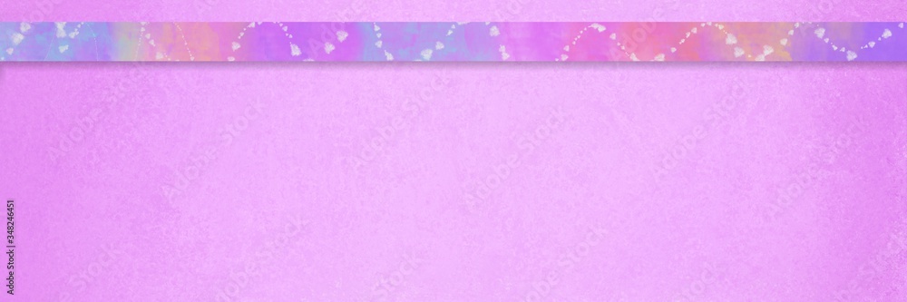 Colorful ribbon or stripe on pink texture background, festive party banner design element in blue purple orange yellow pink and white