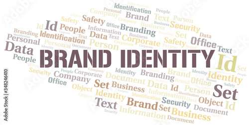 Brand Identity word cloud collage made with text only.