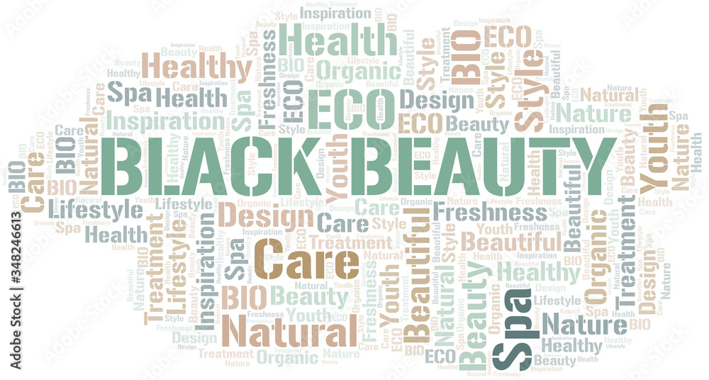 Black Beauty word cloud collage made with text only.