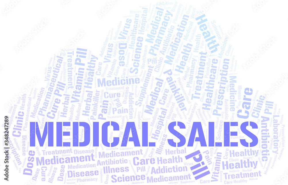 Obraz premium Medical Sales word cloud collage made with text only.
