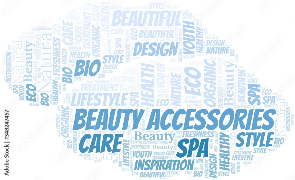 Beauty Accessories word cloud collage made with text only.