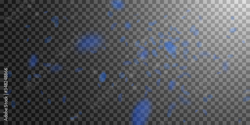 Dark blue flower petals falling down. Terrific rom
