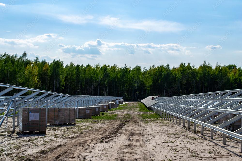 PV solar plant. Photovoltaic station PV solar plant. Photovoltaic station