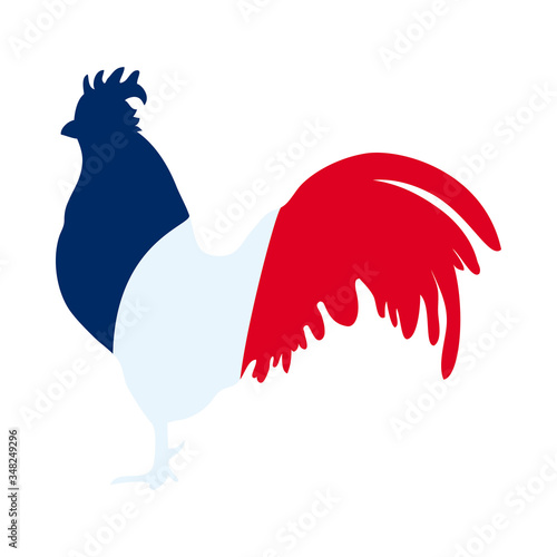 bastille day concept, gallic rooster with french flag design, flat style