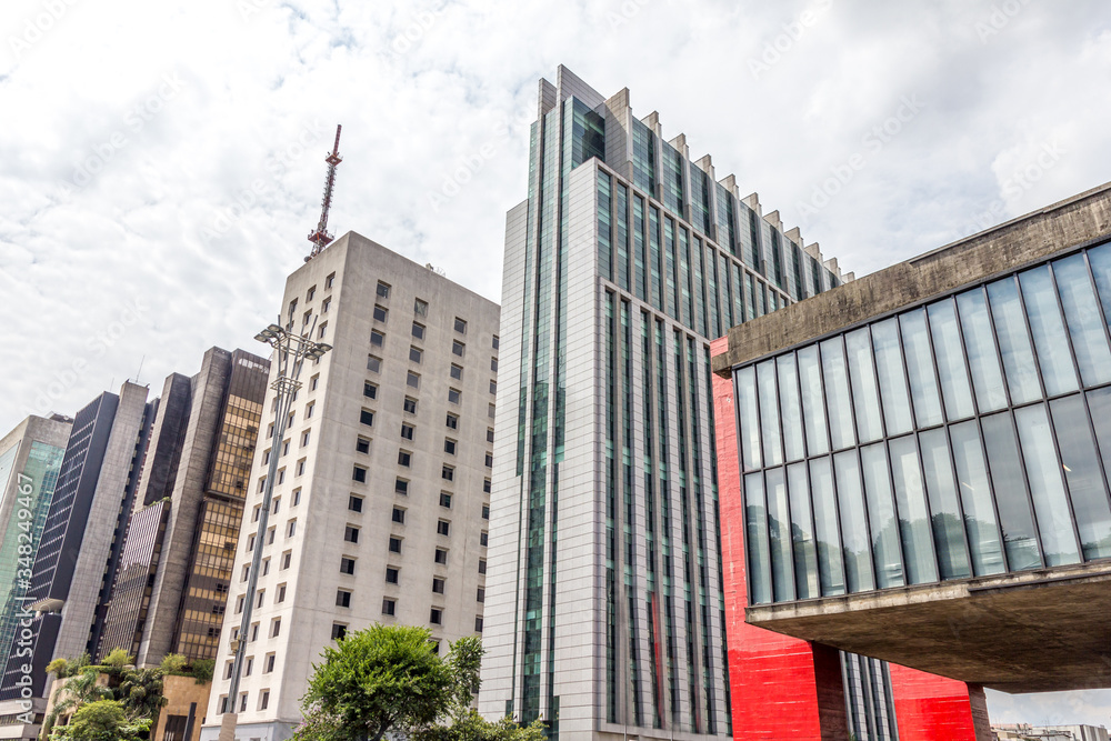 Modern buildins in the Paulista Avenue, including The art museum of Sao Paulo, MASP