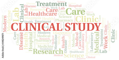 Clinical Study word cloud collage made with text only.