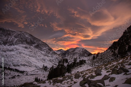 Epic mountain sunset in the Pyrenees