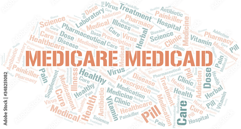 Obraz premium Medicare Medicaid word cloud collage made with text only.