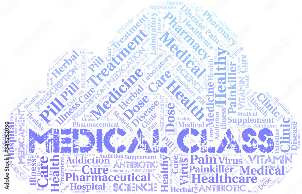 Obraz premium Medical Class word cloud collage made with text only.