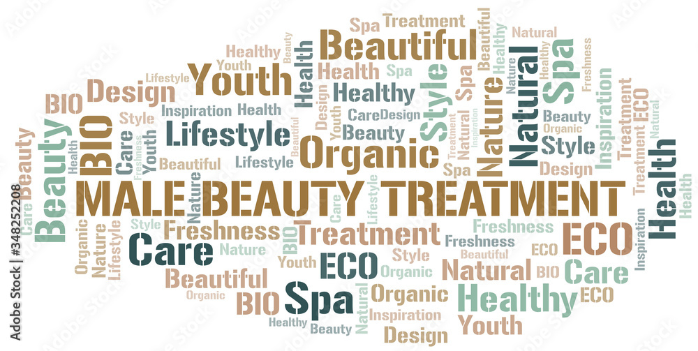 Obraz premium Male Beauty Treatment word cloud collage made with text only.