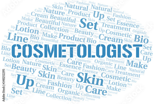 Cosmetologist word cloud collage made with text only.