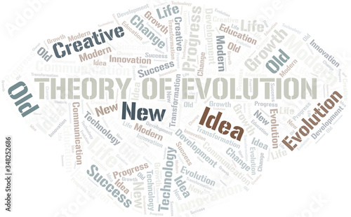 Theory Of Evolution word cloud collage made with text only.