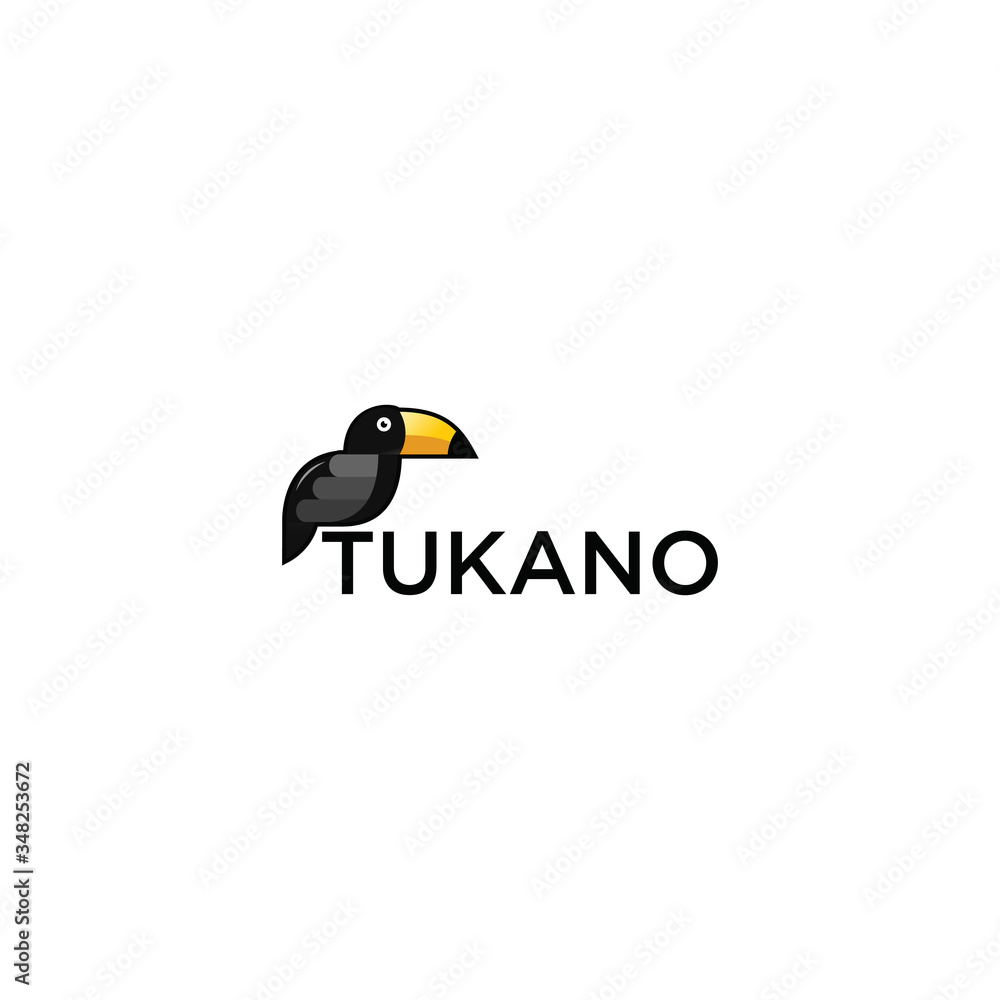 Naklejka premium Toucan cartoon. Vector icon of toucan bird. Exotic colorful bird illustration