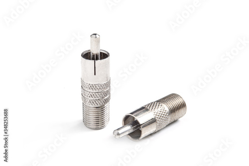 closeup - rca audio connector f-type isolated on white background photo