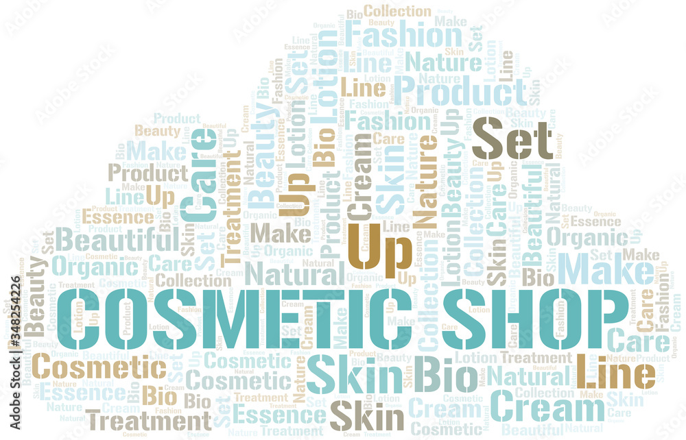 Cosmetic Shop word cloud collage made with text only. Cosmetic Shop word cloud collage made with text only.