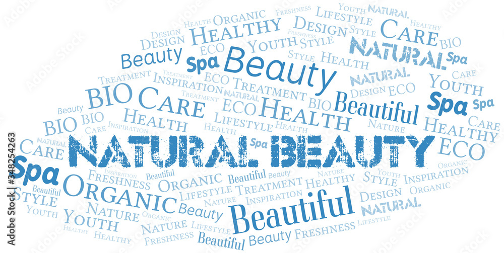 Fototapeta premium Natural Beauty word cloud collage made with text only.
