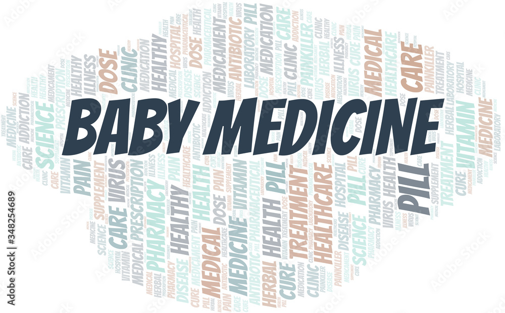 Fototapeta premium Baby Medicine word cloud collage made with text only.