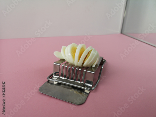 Cut egg in egg slicer