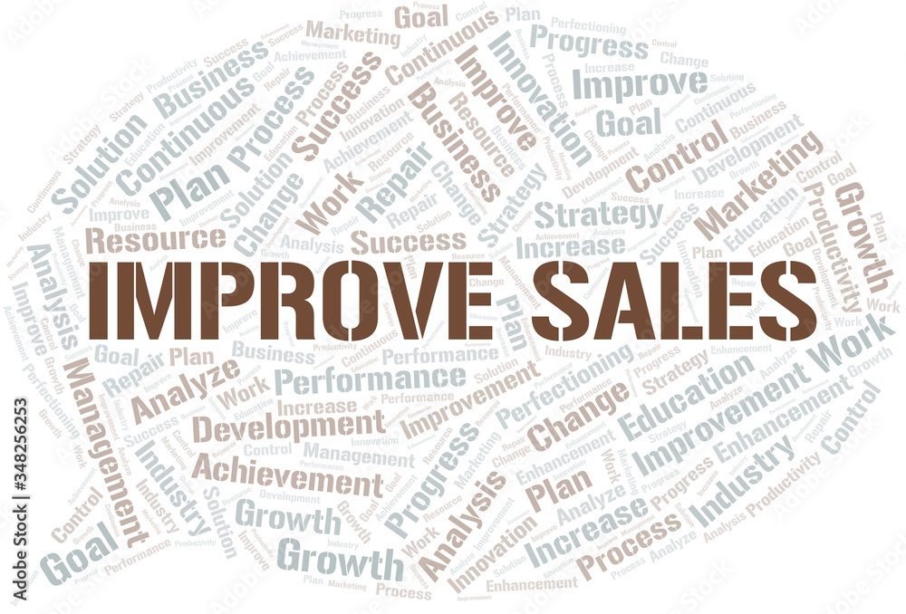 Fototapeta premium Improve Sales word cloud collage made with text only.