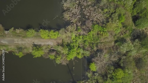 Epic nature river landscape. Aerial Drone 4k Footage View.