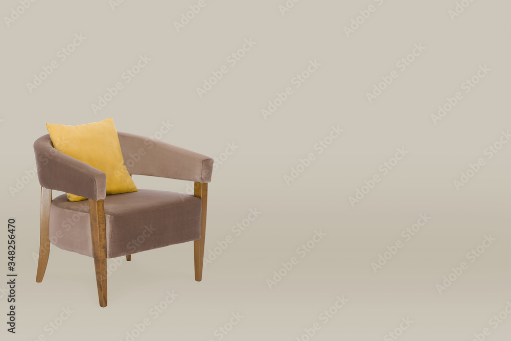 armchair. Modern designer chair on wall background armchair. Modern designer chair on wall background