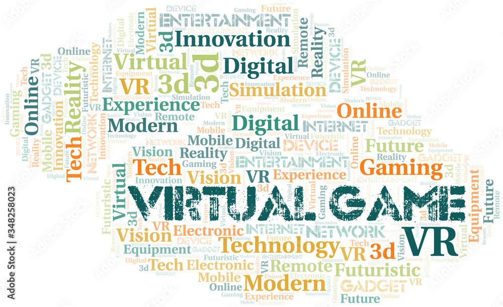 Fototapeta premium Virtual Game word cloud collage made with text only.