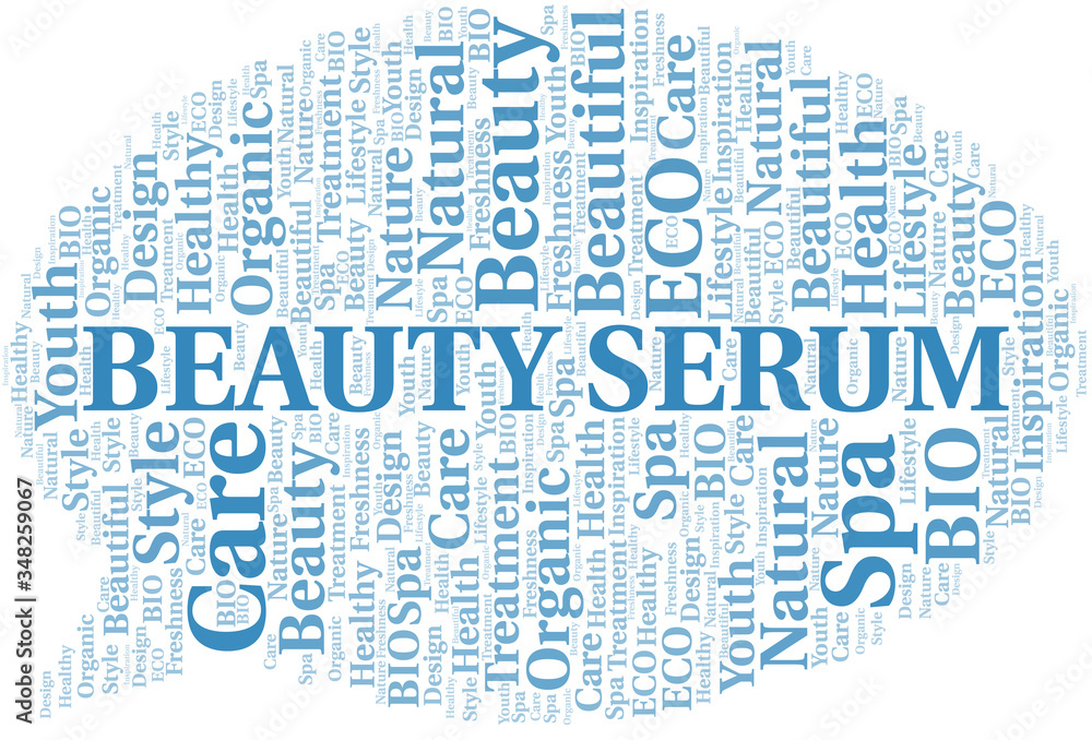 Beauty Serum word cloud collage made with text only.