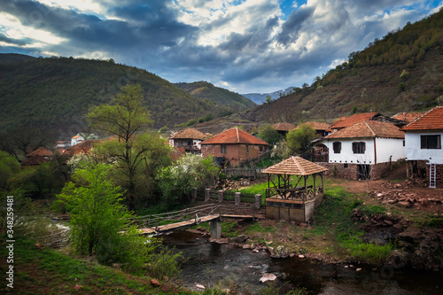 Old rustic idyllic houses in a village Topli do on Old Mountain (stara planina) in Serbia