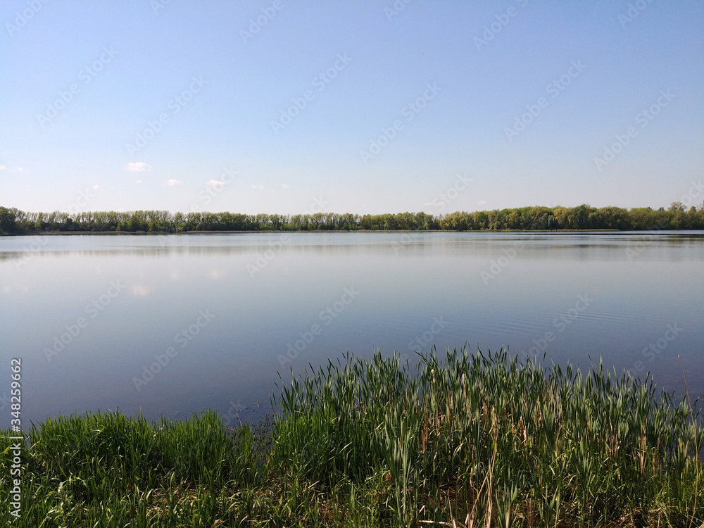 View on the beautiful river in the summer View on the beautiful river in the summer