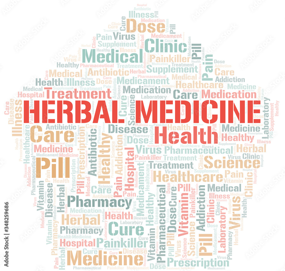 Herbal Medicine word cloud collage made with text only.