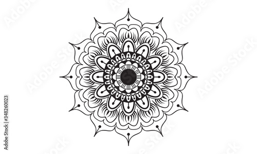Black and white mandala design..The luxury circular floral pattern of the mandala