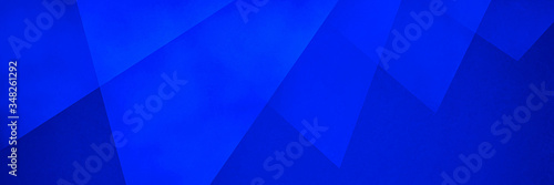 Bright blue abstract background, layers of transparent triangle shapes in border design pattern, elegant geometric website or business banner