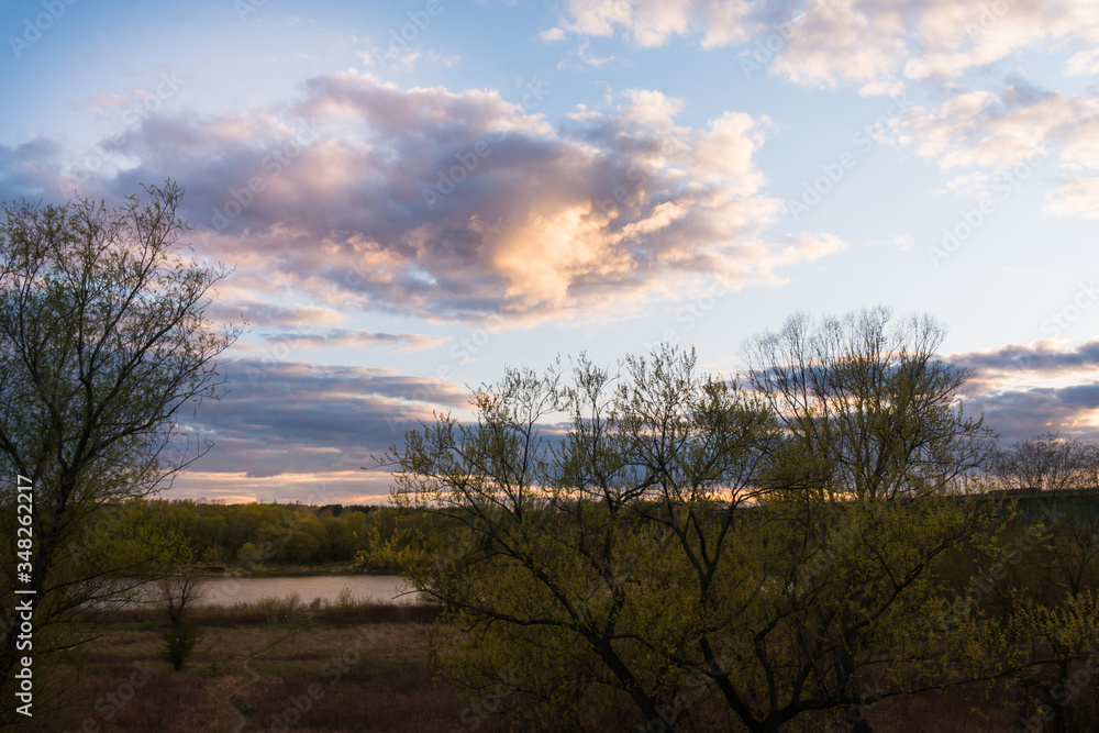 sunset over the river Wisła