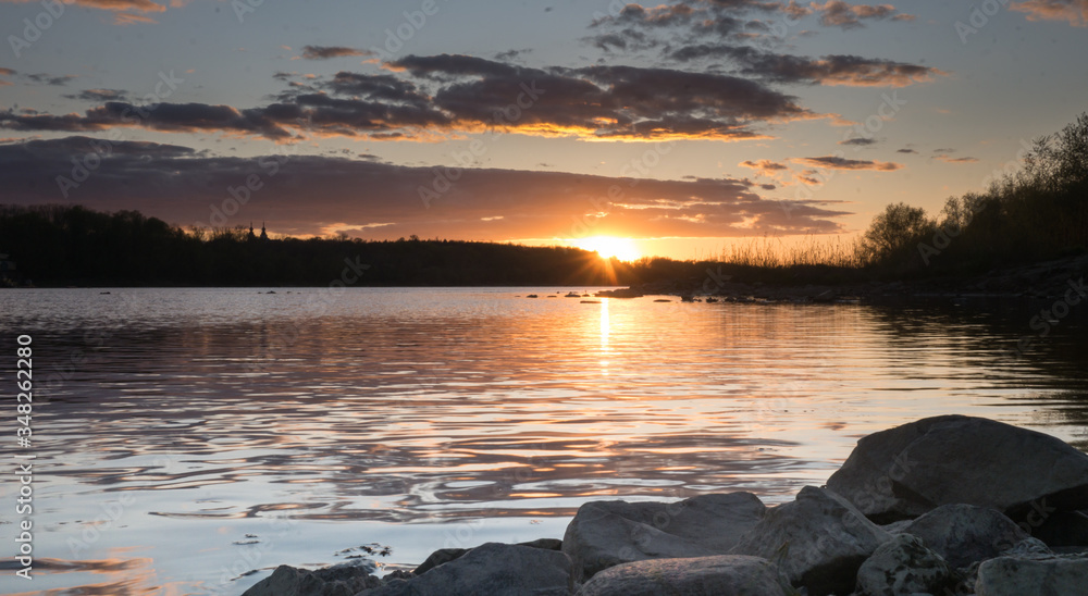 sunset over the river Wisła