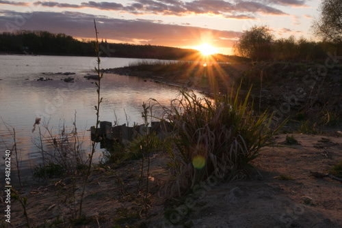 sunset over the river