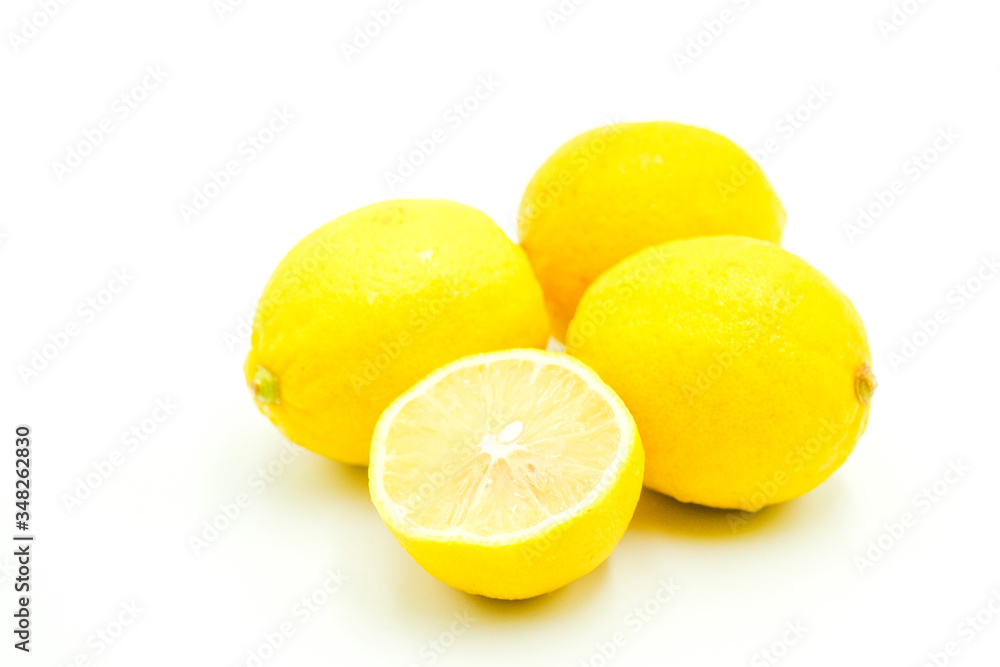 Fresh lemons shot on a white isolated background.