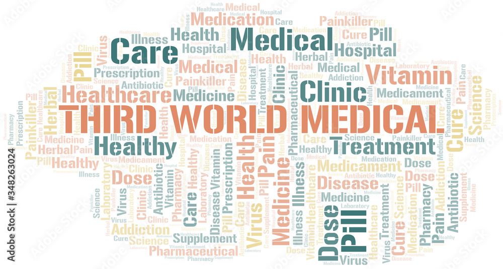 Third World Medical word cloud collage made with text only.