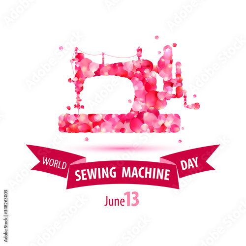 World sewing machine day. June 13. Ggreeting card