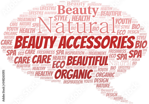 Beauty Accessories word cloud collage made with text only.