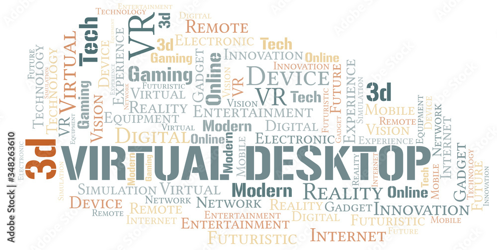 Fototapeta premium Virtual Desktop word cloud collage made with text only.