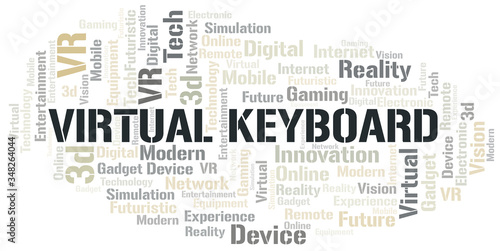 Virtual Keyboard word cloud collage made with text only.