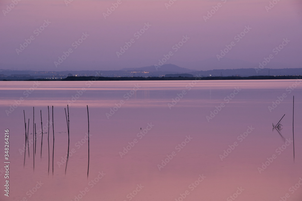 Sunset on the great lake, from the reeds, Sunset on the great lake, from the reeds,